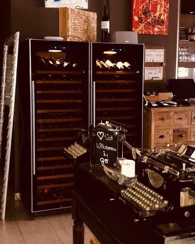 Wine Chiller 75 Bottle 9 Tier Wood Shelves with Side Handler