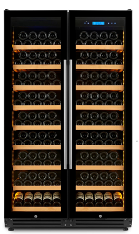 Wine Chiller 162 Bottle 8 Tier Wood Shelves Dual Door