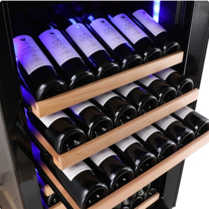 Wine Chiller 30 Bottle 6 Tier Wood Shelves with Side Handler